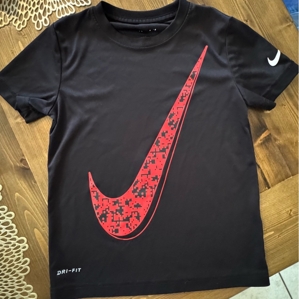 Nike Black Tee with Red Digital Swoosh